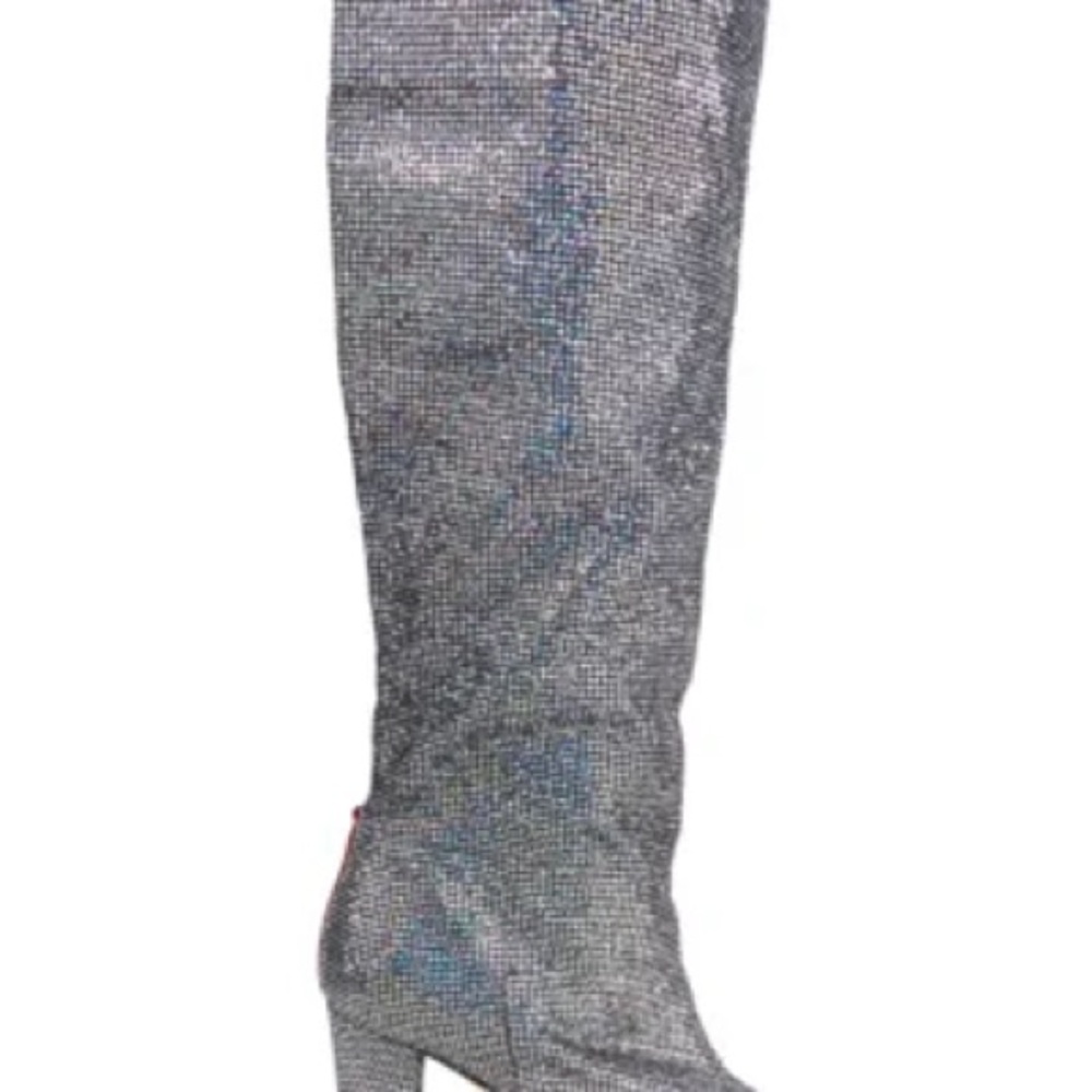 SJP by Sarah Jessica Parker Silver Glitter Knee-High Boots - Picture 2 of 8